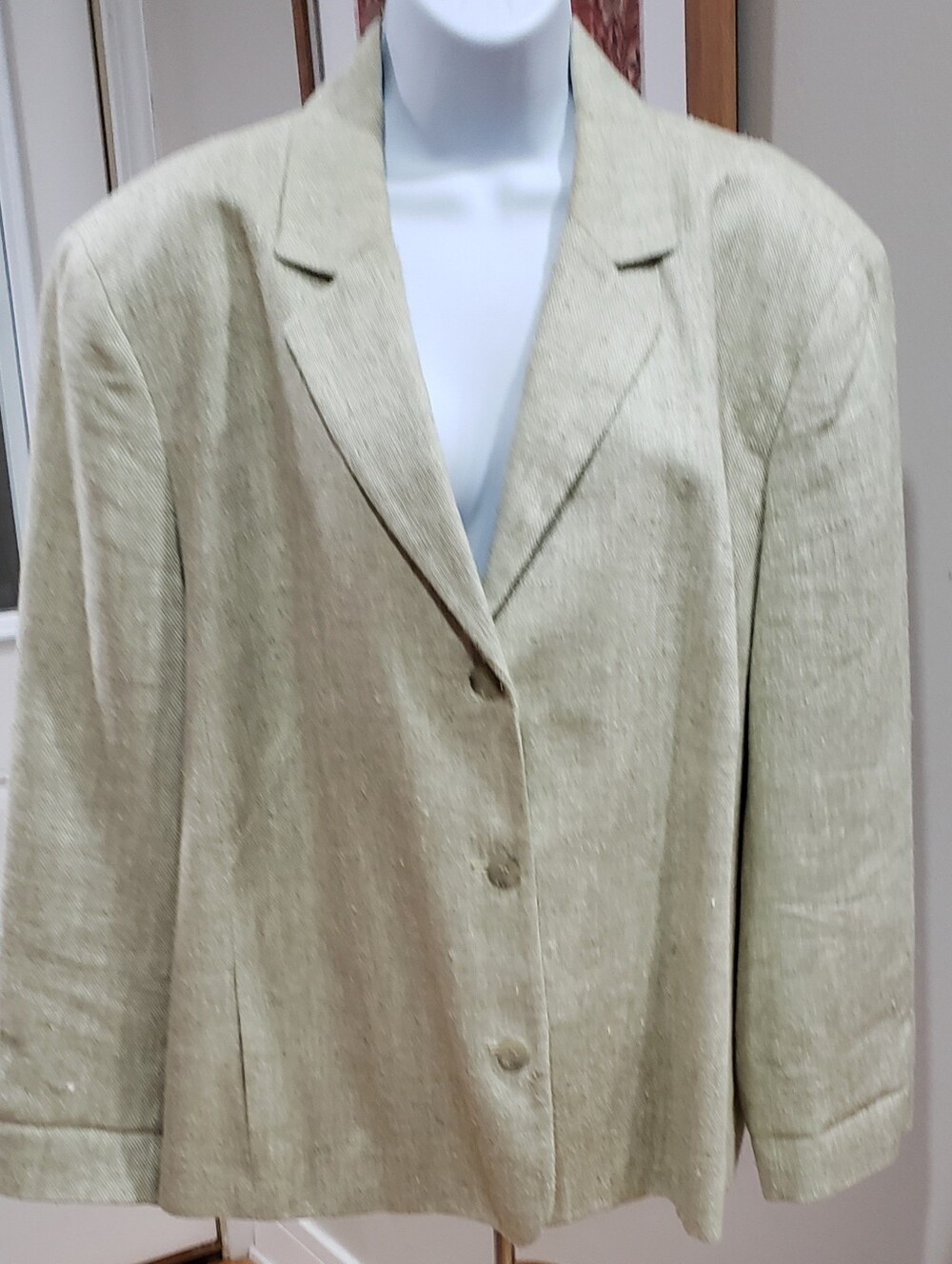 Jones New York, Light Green Women's Tailored Blazer, Silk & Linen,  24PW